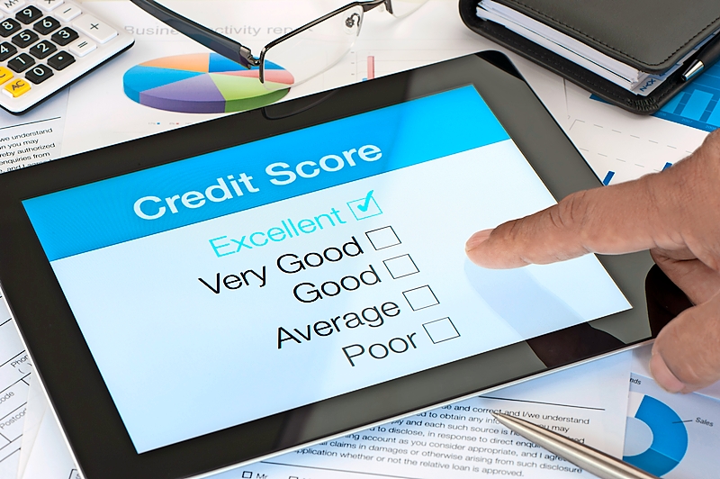 Credit score on a digital tablet