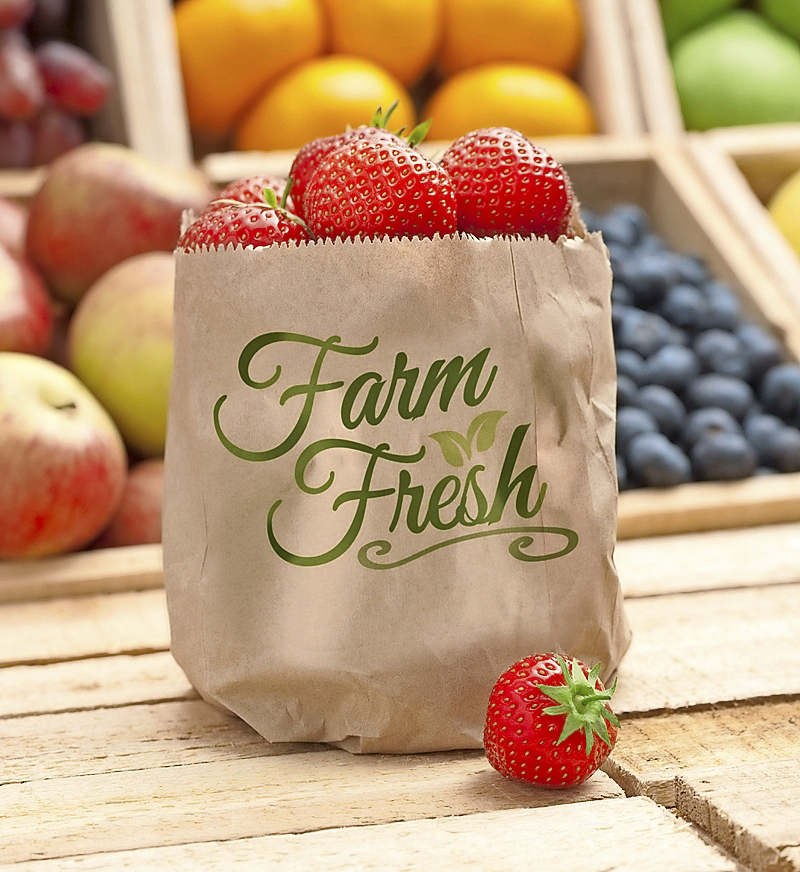 Fresh Fruit picked in a brown paper bag