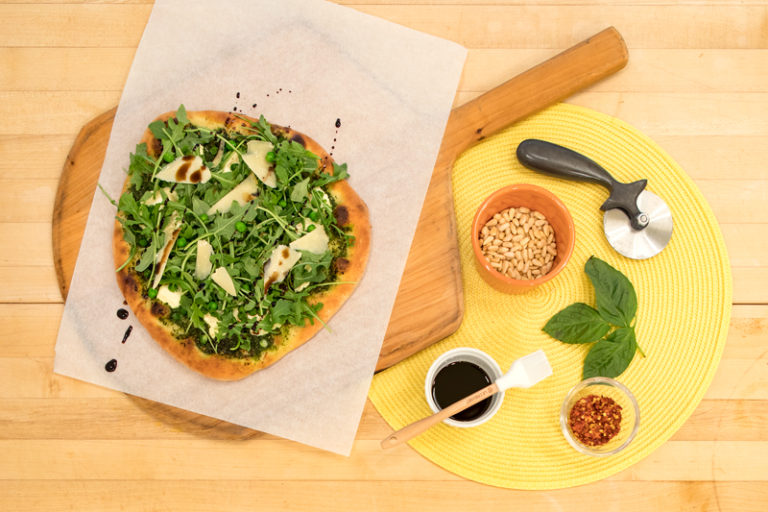 Pesto Pizza with Ricotta, Peas and Arugula - Naperville magazine