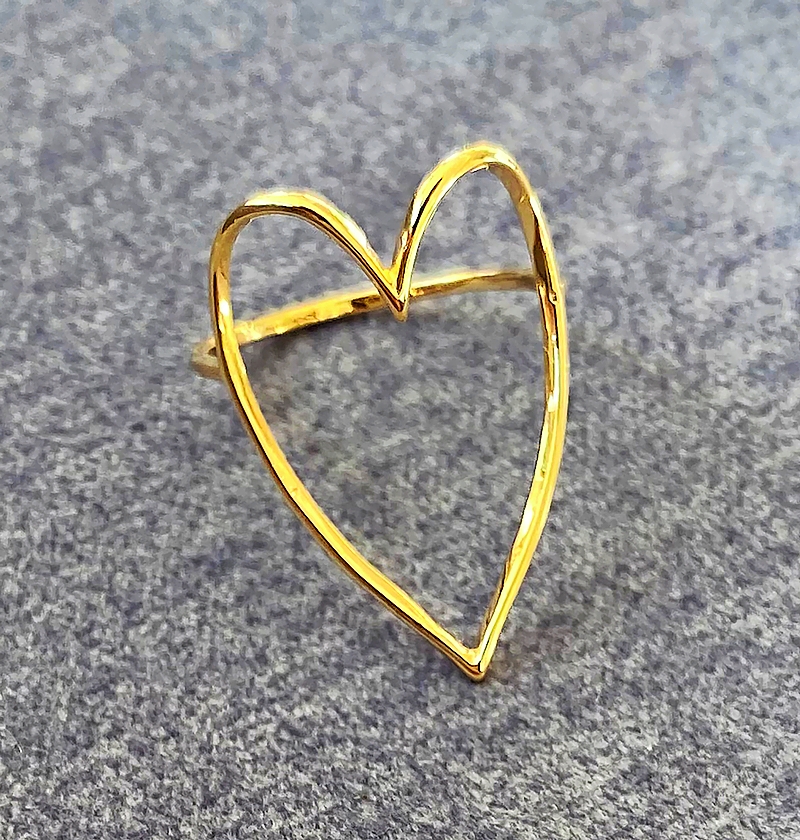 Gold-plated heart cutout ring