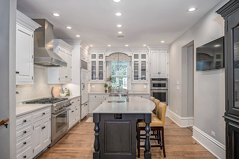 The kitchen of a large downtown Geneva home