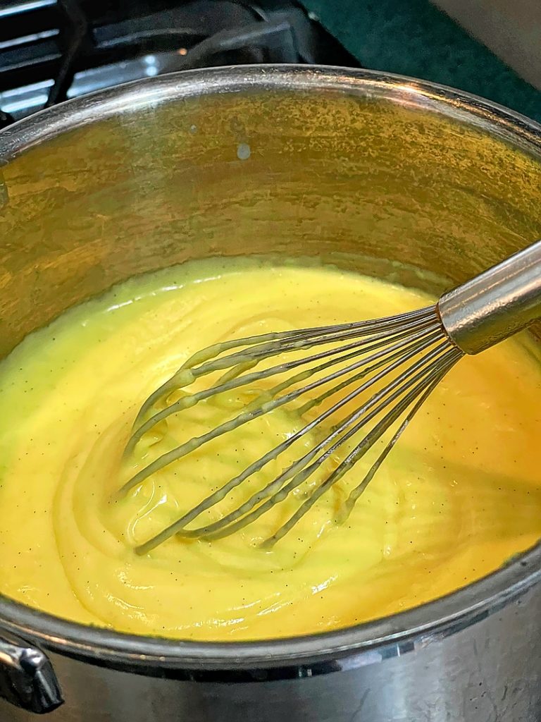 Custard in a mixing bowl