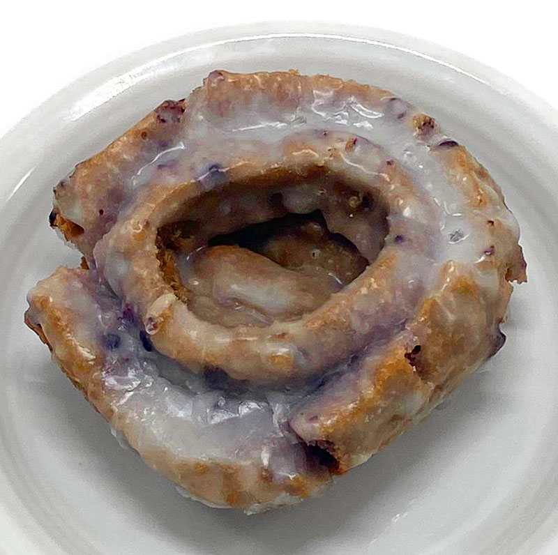 A blueberry doughnut from Fiene’s Bakery
