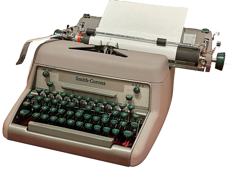 A typewriter from the ‘Stories of DuPage: Reading Between the Lines’ exhibit