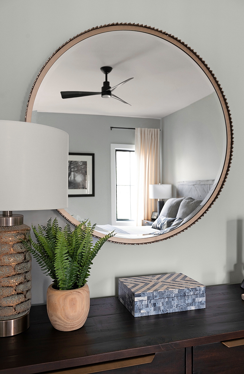 A large wall mirror