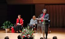 On March 21 Anita Thomas (at the podium) was named president of North Central College, making her the 11th in its 162-year history.