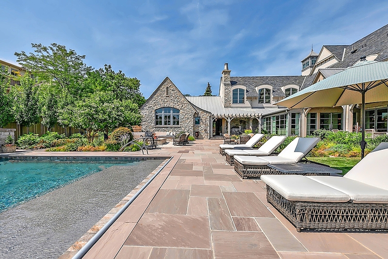 The patio of a large home