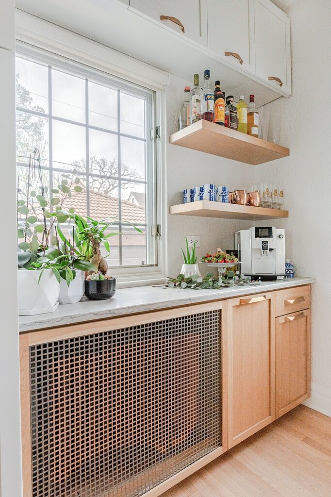 The home's coffee and beverage bar