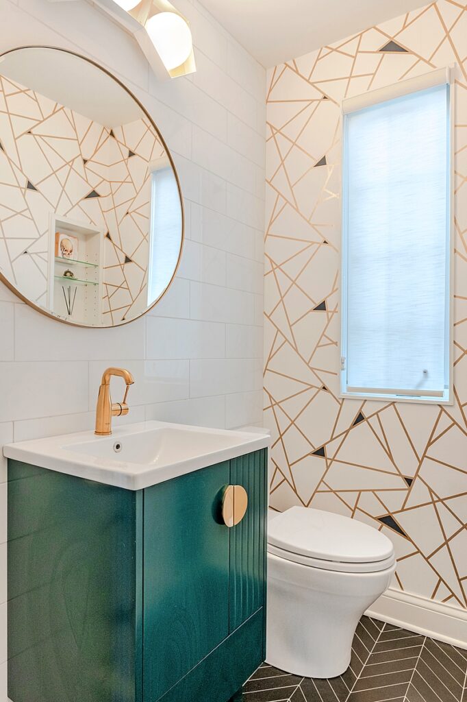 The home's first-floor powder room