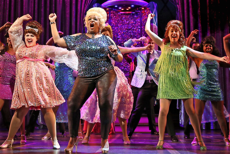 Fleming (front, right) as Penny Pingleton in Paramount’s 2016 production of ‘Hairspray.’