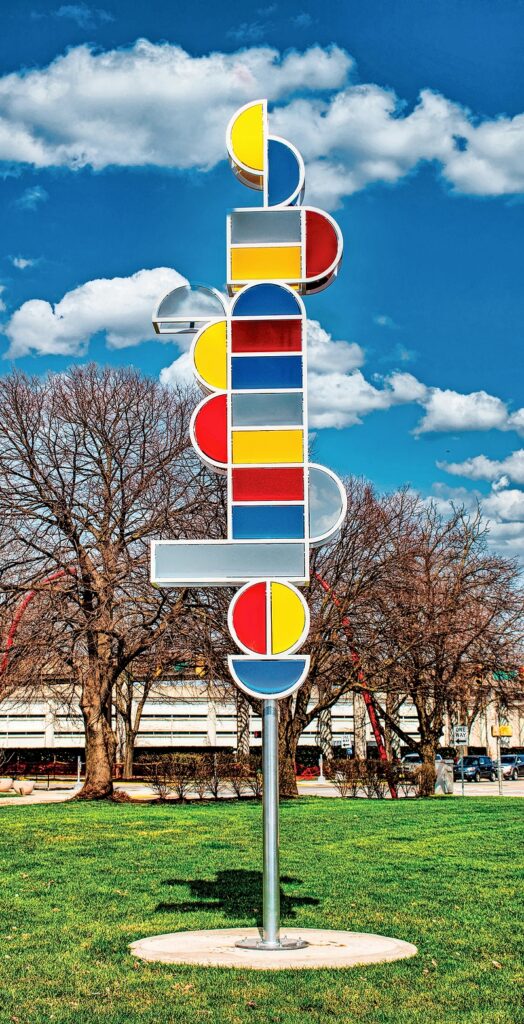 City-sign sculpture by Rick Valicenti