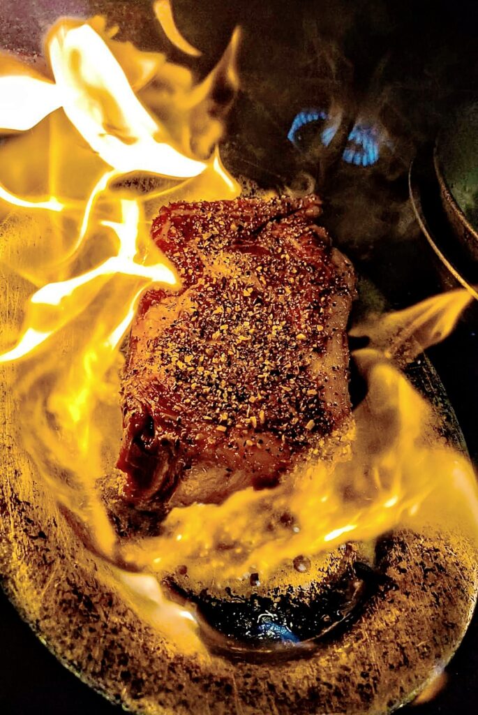 A cooking steak