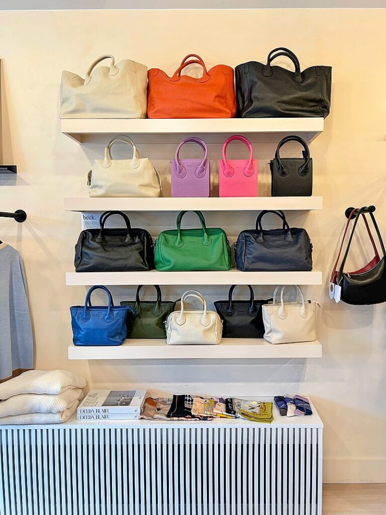 Purses on display at Boutique Poppy