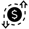 Dollar sign with up and down arrows icon