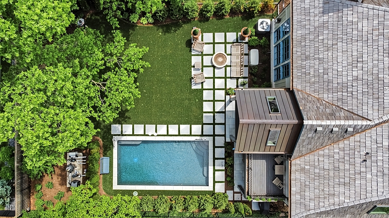 A home's backyard pool