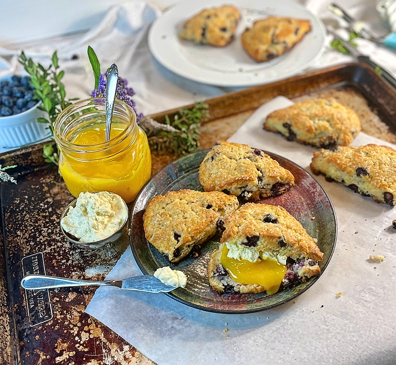 Blueberry Scones with Lemon Curd