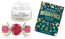 A Marino Agostino custom-designed La Farfalla, Delúvia’s Miracle Aloe Cream, and ‘Britannica’s Encyclopedia Infographica’