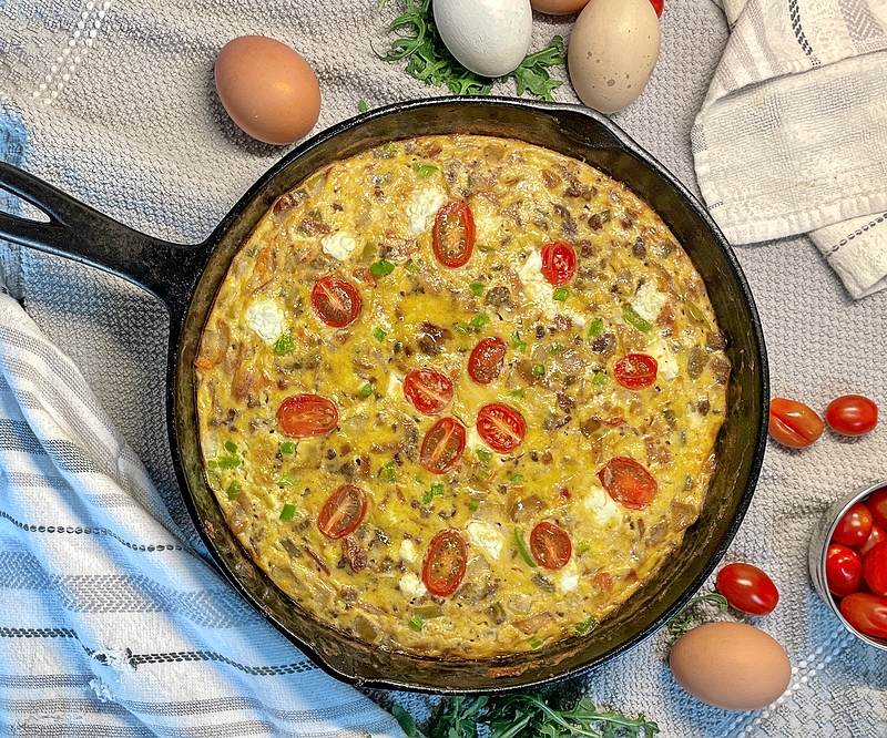 Apple, Sausage, and Goat-Cheese Frittata