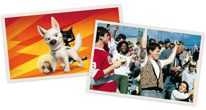 Scenes from ‘Bolt’ and ‘Ferris Bueller’s Day Off’