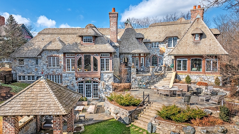 Outside the custom-built Downers Grove mansion