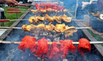 Food on the grill at Halal Fest