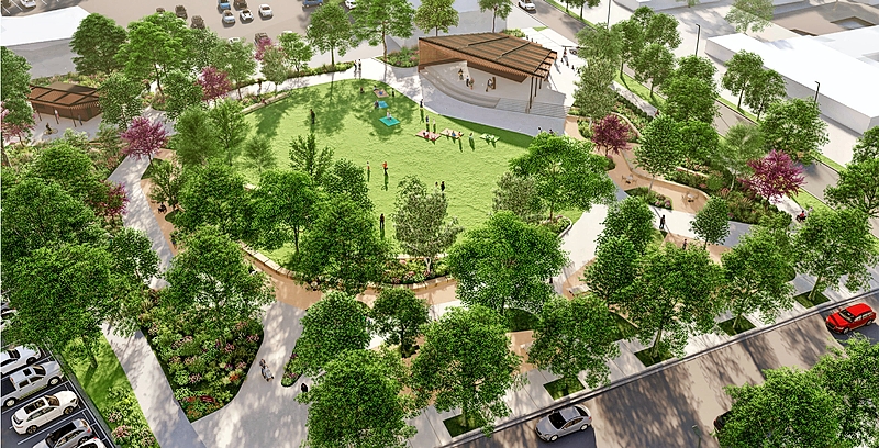 A rendering of Glen Ellyn’s future Downtown Community Park