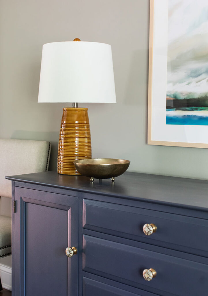 A table and lamp in the Glen Ellyn home