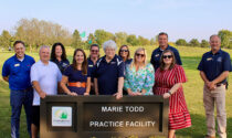 The Naperville Park District officially opened the Marie Todd Practice Facility September 18 at Naperbrook Golf Course. The facility was dedicated to former park board commissioner Marie Todd (center).