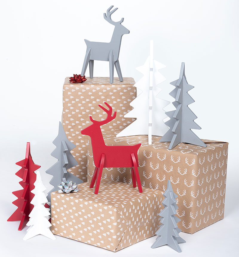 Tabletop trees and deer by Loll Designs