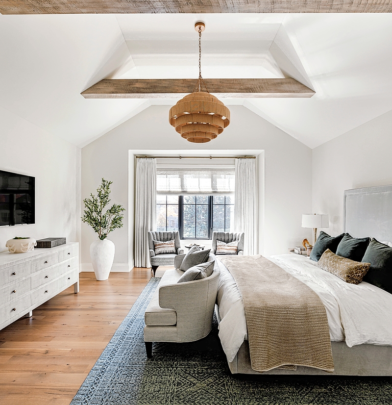 The bedroom in the Elmhurst home