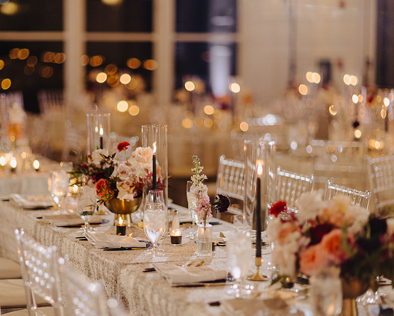 Floral arrangements on the tables
