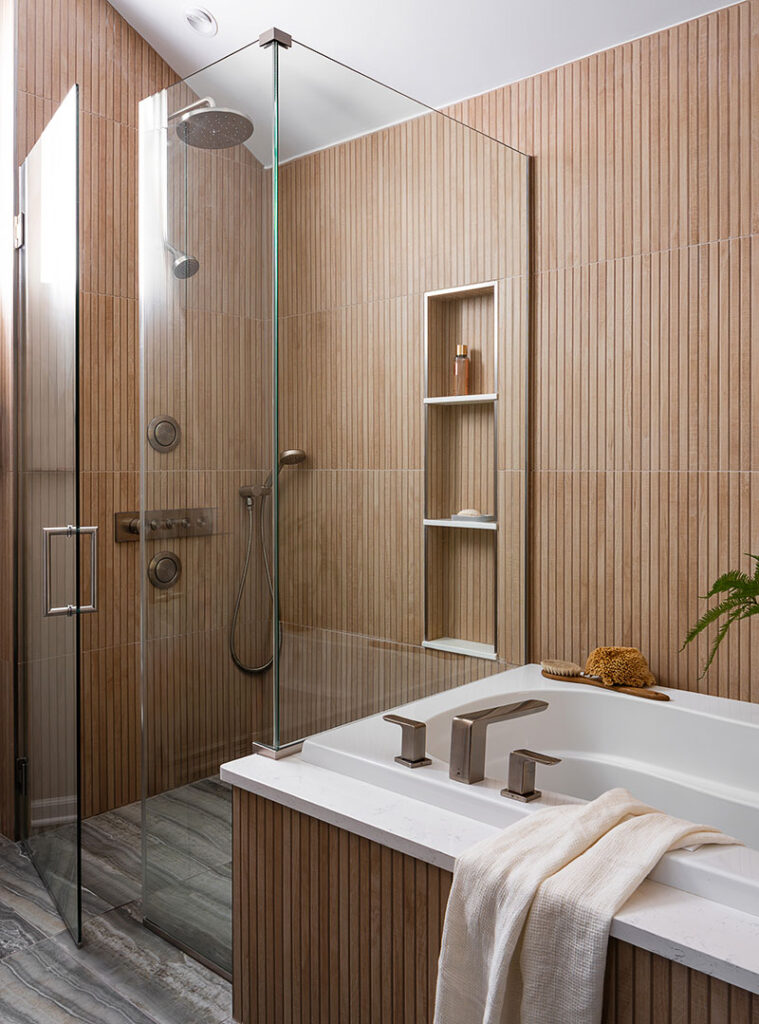 The primary bath in the Naperville home