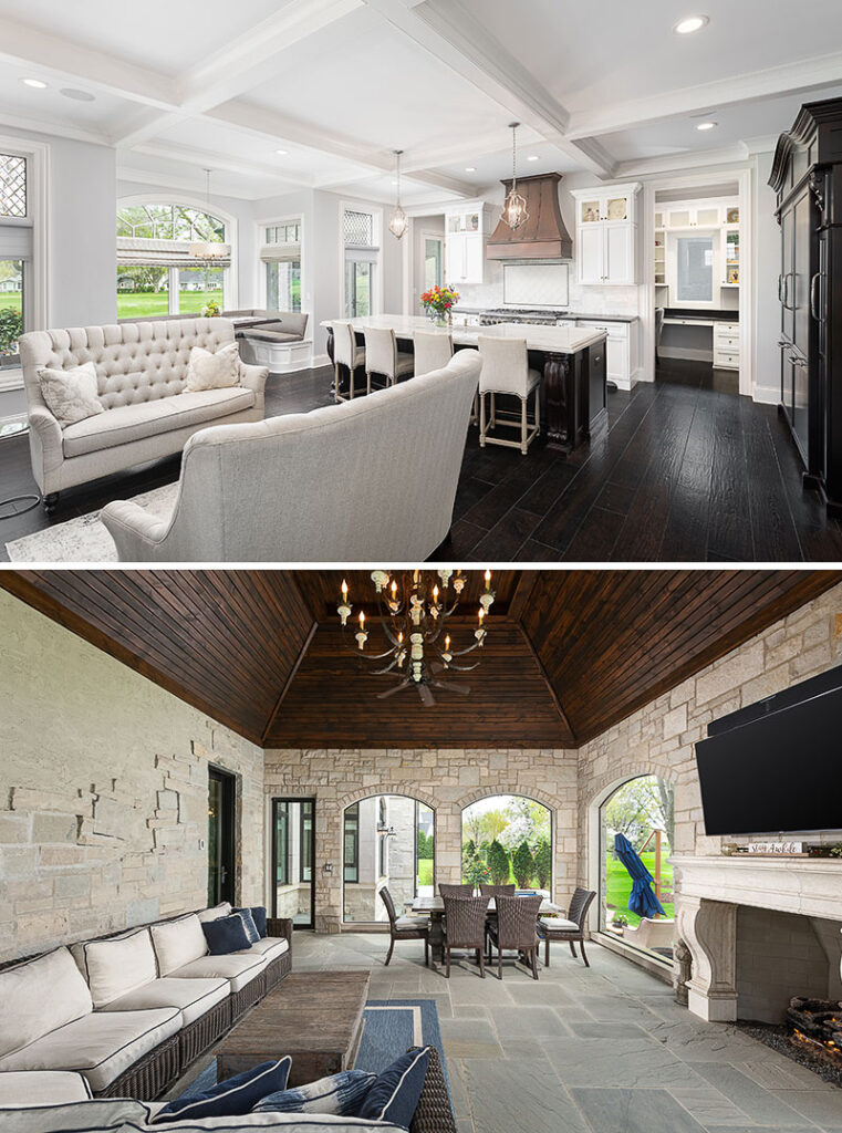 The kitchen and living room inside the Naperville home
