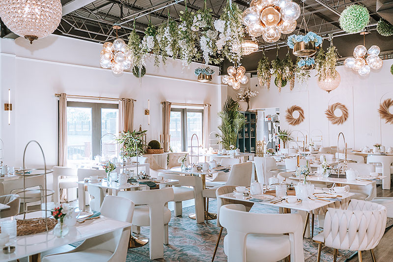 Inside Oak + Rose Tea Room