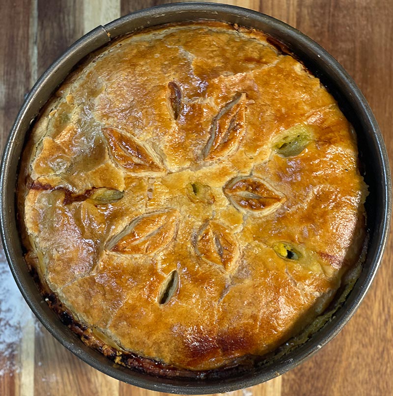 A fully baked Tourte Milanese