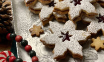Snowflake-shaped Linzer cookies