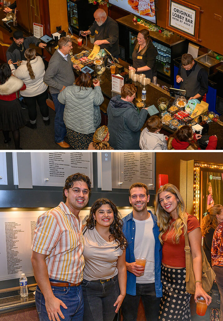 The busy concession counter and patrons at Paramount Theatre