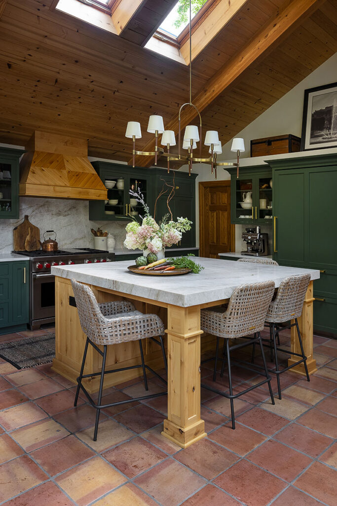 Detail of the kitchen's island in the The kitchen in the Downers Grove home