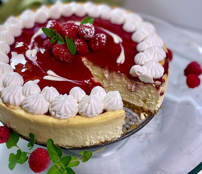 Raspberry White Chocolate Cheesecake