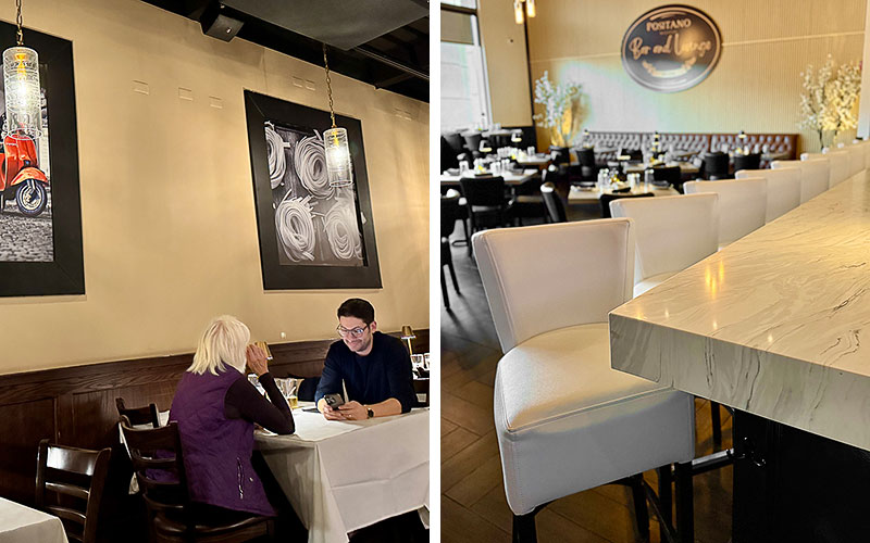 Inside the Oakbrook Terrace and Wheaton locations of Positano Ristorante