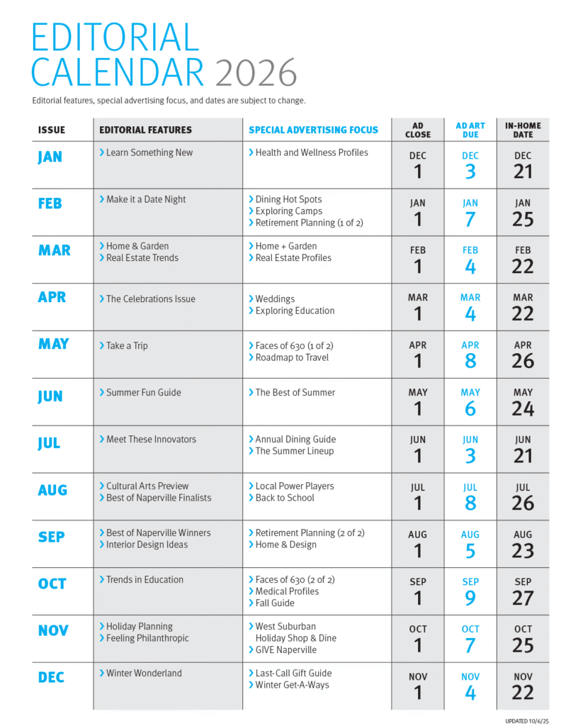 Editorial Calendar 2026