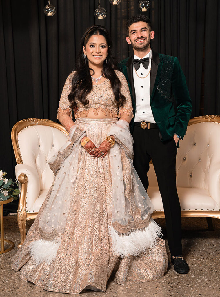 A wedding portrait of Kabila Ramkumar and Yash Gulabani