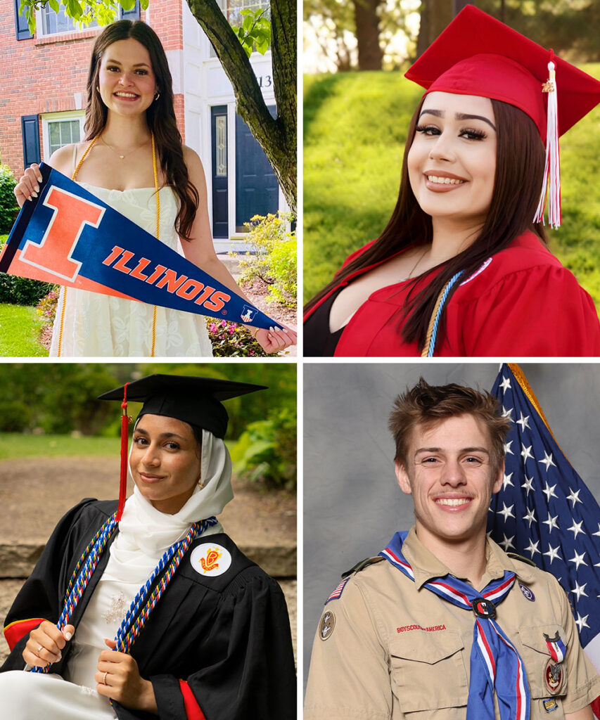 Abigail Clark, Giselle Padilla, Brady Norris, and Zahra Ahmad, recipients of scholarships provided by the Community Foundation of Fox River Valley