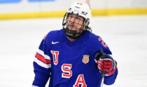 Josh Misiewicz playing sled hockey