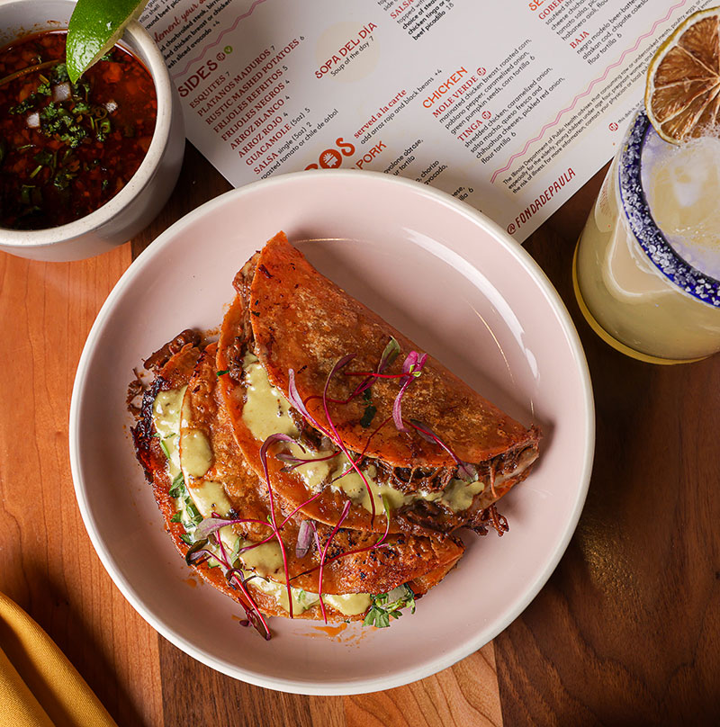 Quesabirria tacos at Fonda de Paula