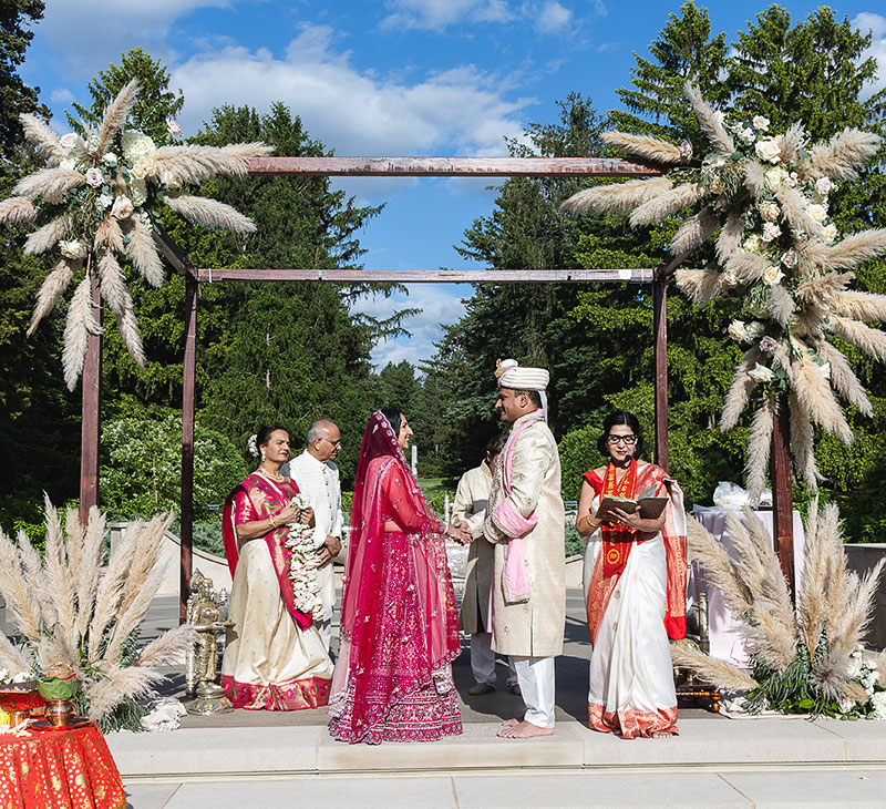 An outdoor South Asian wedding at Morton Arboretum