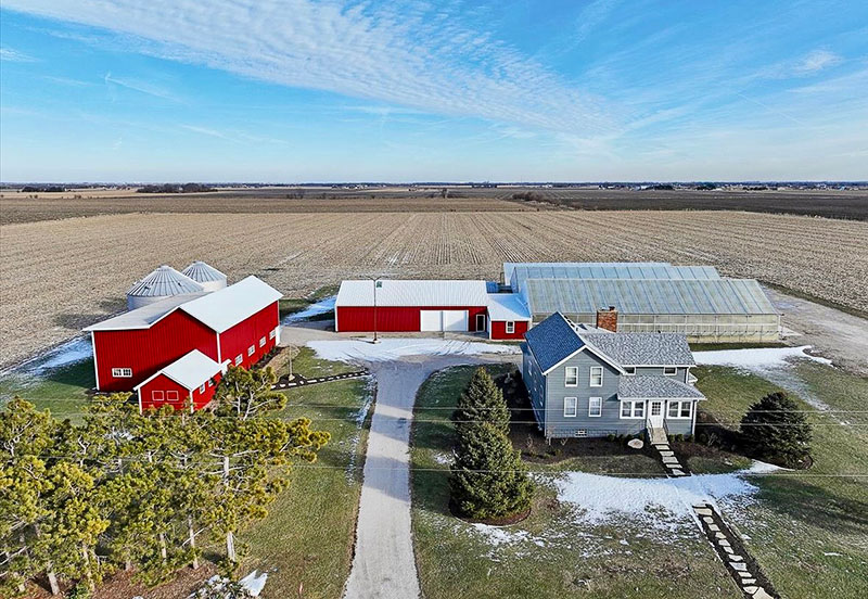 An aerial photo of 14132 Church Road in Minooka
