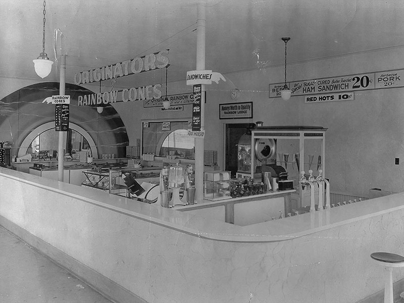 A vintage photo of Rainbow Cone