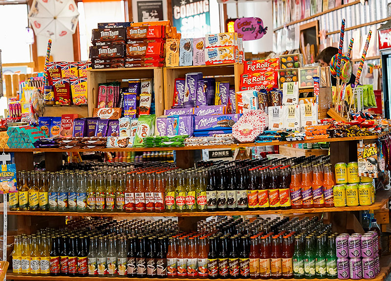 A variety of candy and soda on display at Rocket Fizz Soda Pop & Candy Shop