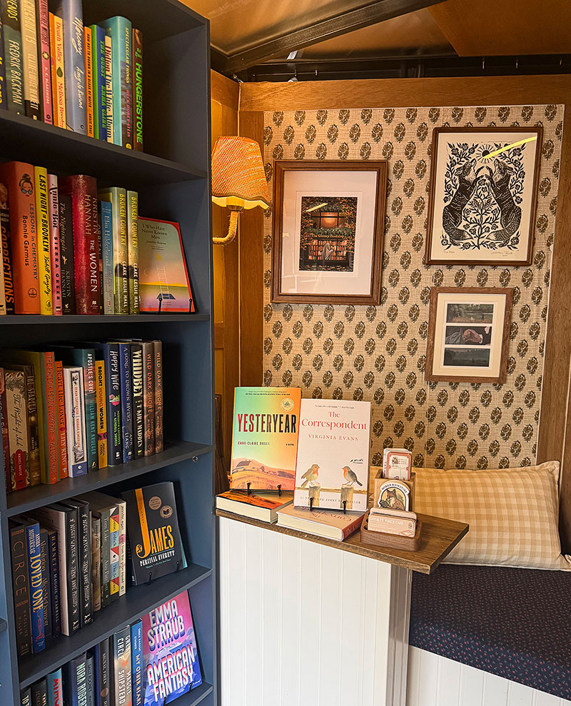 The mobile bookstore’s comfy interior